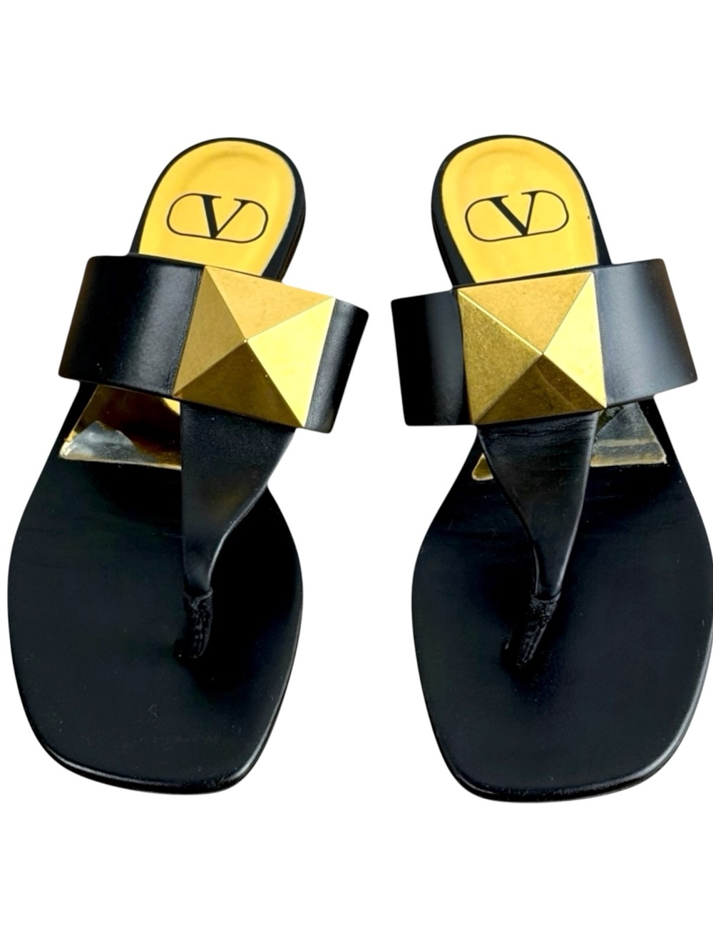 Valentino Garavani One Stud Thong Sandals – Black Size 38